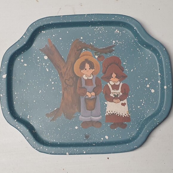 Tender Heart Treasures Ltd 1987 Snack Trays Spatter Blue Set of 9 - Picture 8 of 14